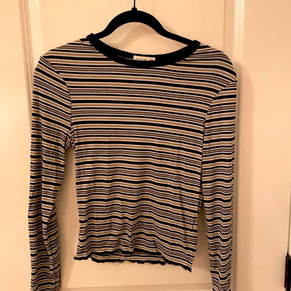 Striped Blue & Green Long Sleeve Small